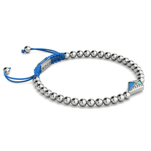 Cerf-volant | Argent & Bleu | Émail | Bracelet Charmballa en Cristal de Macramé